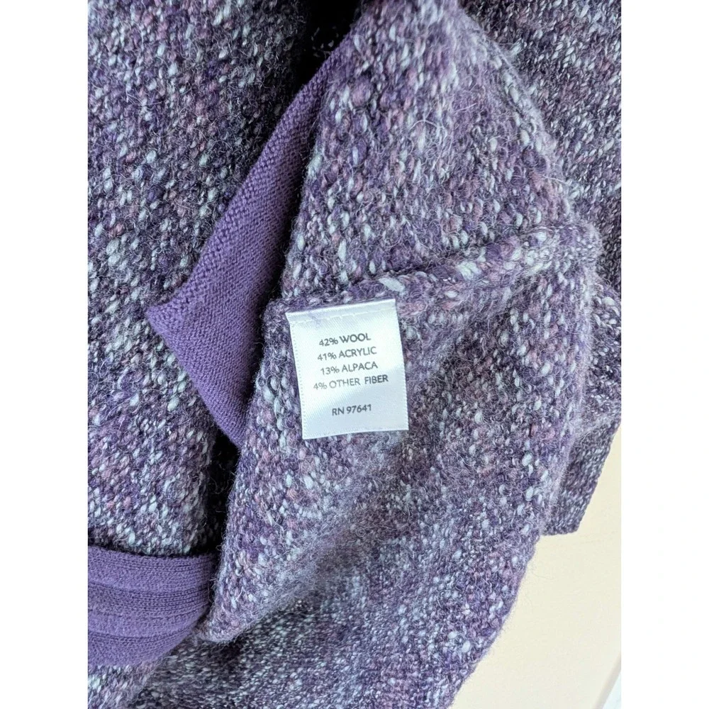 J.Jill Wool Alpaca Blend Full Zip Long Cardigan Purple Marled L‎ Lagenlook Boho